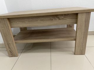Mesa auxiliar de madera color beige/marrón