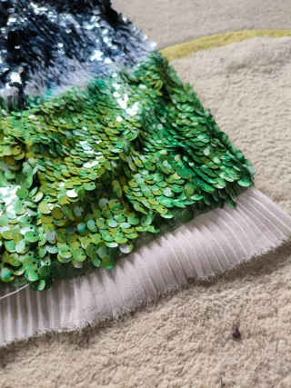 Falda Zara Lentejuelas Azul Verde