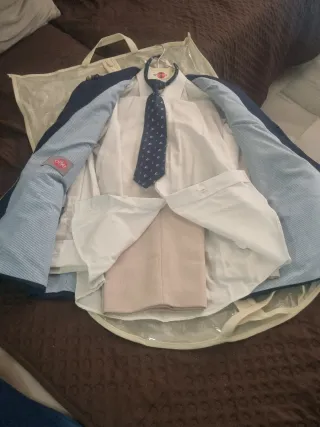 Traje de Comunión Azul y Beige