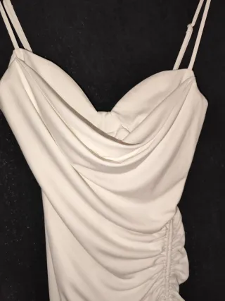 Vestido blanco Zara drapeado tirantes