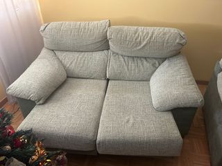 2 Sofas 3 + 2 de tela en tonos verdes