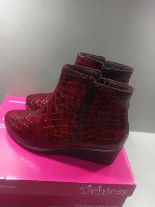 Botines charol rojo/granate