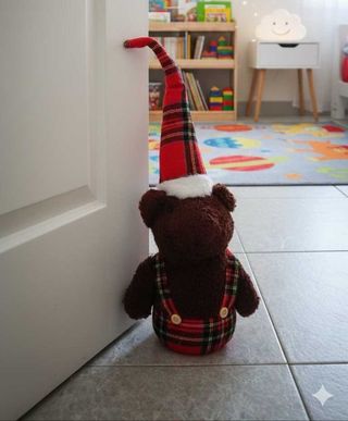 Gnomo ferma porta orsetto peluche