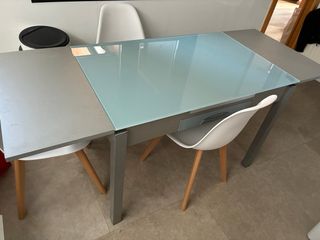 Mesa de cocina extensible cristal y metal