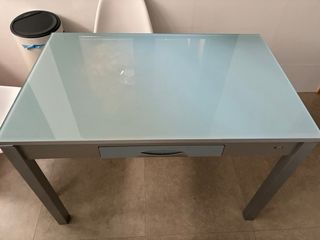 Mesa de cocina extensible cristal y metal