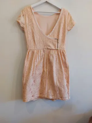 Vestido H&M coral encaje talla 40