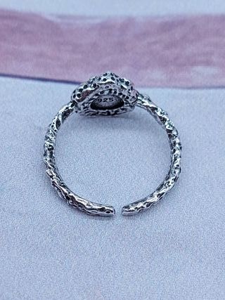 Anillo plata 925 ajustable con piedra negra