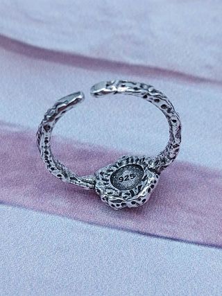 Anillo plata 925 ajustable con piedra negra