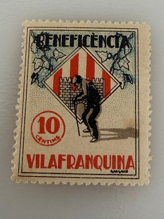 Sello benéfico Vilafranquina 10 cts Guerra Civil
