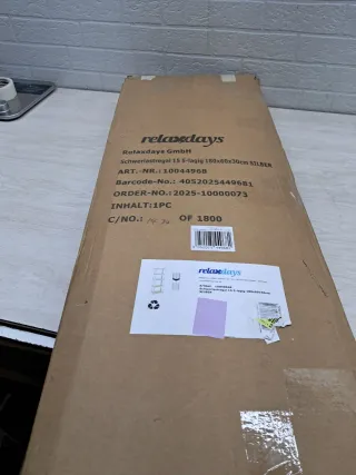 Estantería Carga Pesada Relaxdays 180x60x30 cm