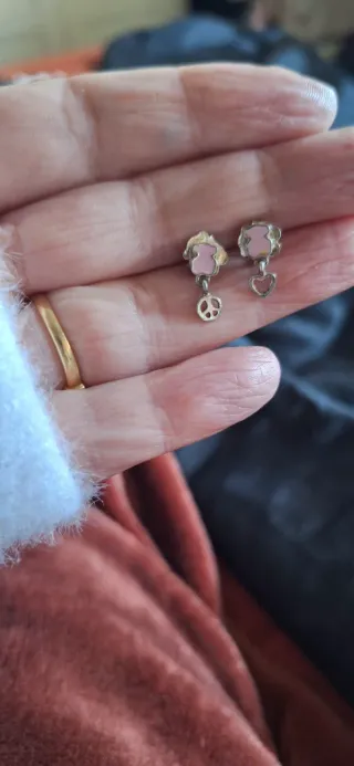 Pendientes Tous Oso Rosa Plata