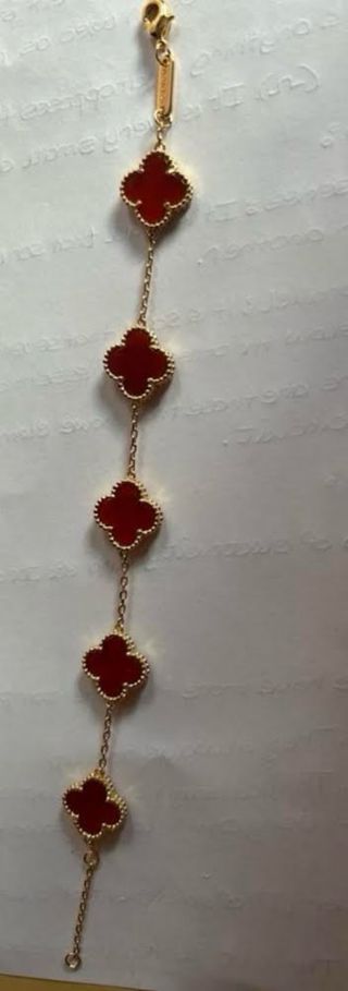 Pulsera trébol oro y rojo