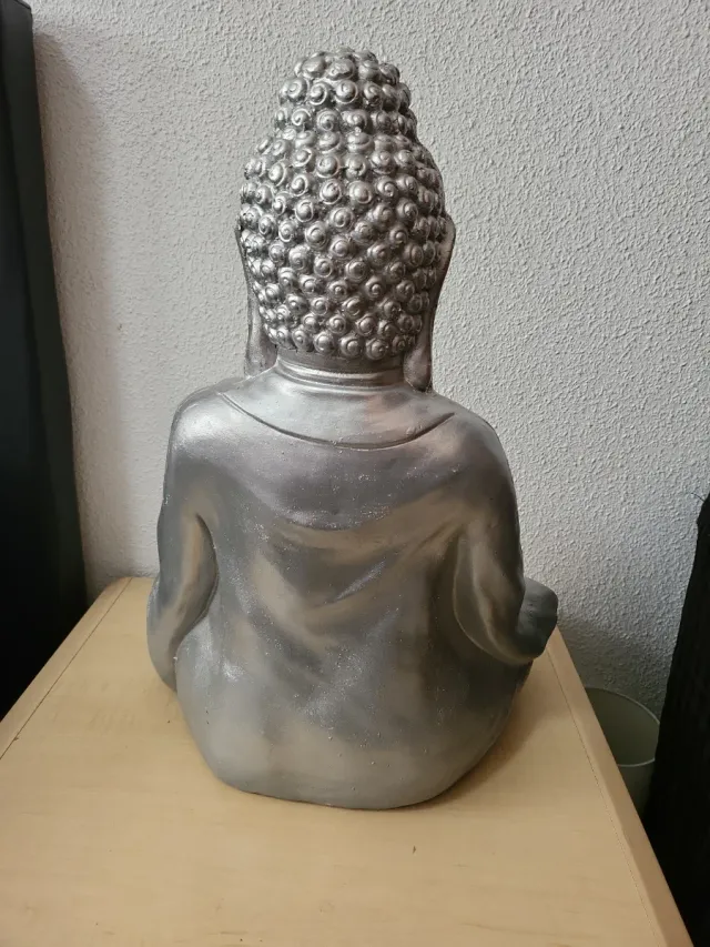 Figura Buda Plata Sentado