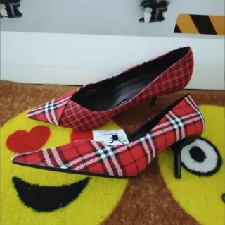 Zapatos tacón tela escocesa talla 38