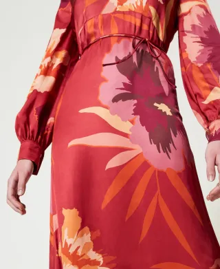 Abito lungo floreale rosso