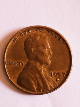 MONEDA 1 CENTAVO LINCOLN.1957D.EXCESO METAL B.