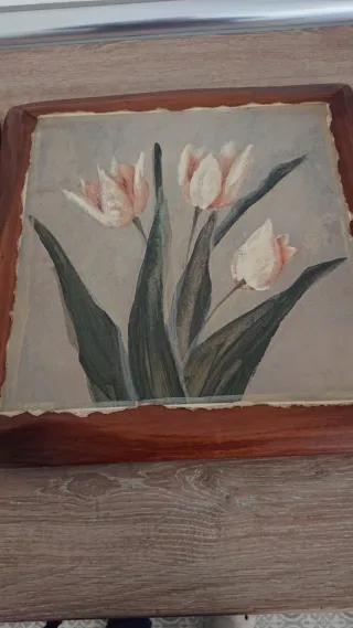 Cuadros de tulipanes en madera