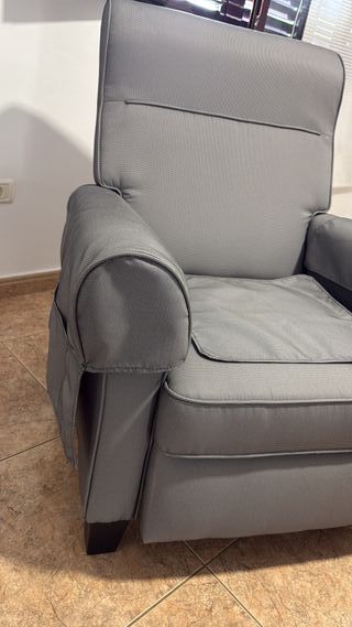 Sillón reclinable de tela gris