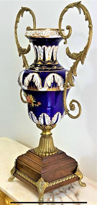 Antigüedad Bronce y Porcelana 53cm de alto