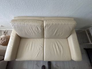 Sofá 2 plazas piel beige