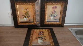 Set 3 Cuadros Flores Vintage