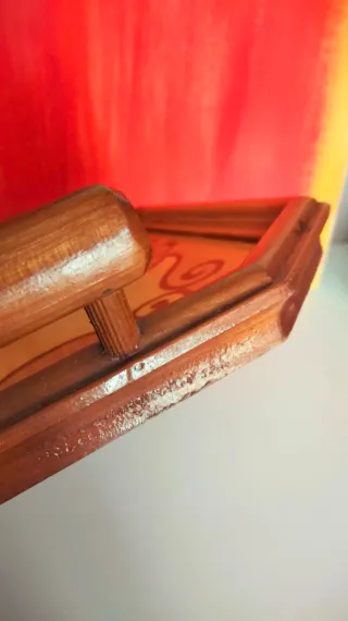 Vassoio in legno Intarsio vintage