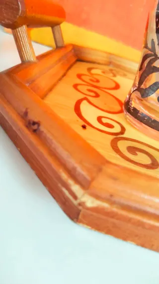 Vassoio in legno Intarsio vintage