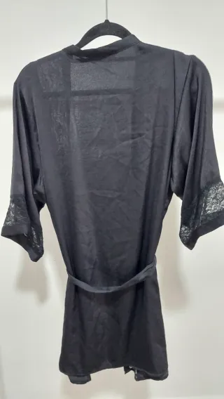 Kimono negro encaje talla única