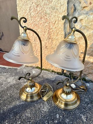 Juego de 2 lámparas de mesilla doradas