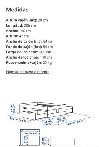 Estructura Cama IKEA 190x200 brimnes