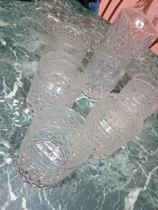 Caraffa e 6 Bicchieri Cristallo Vintage