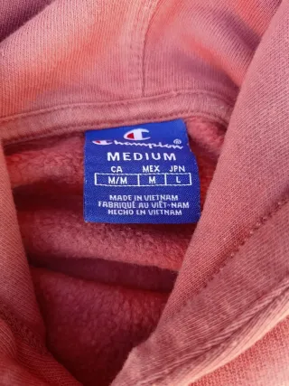 Felpa Champion Cropped Rosa Salmone, Logo Ricamato