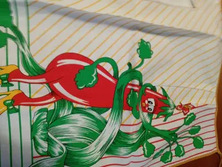 Coppia grembiuli cucina con frutta