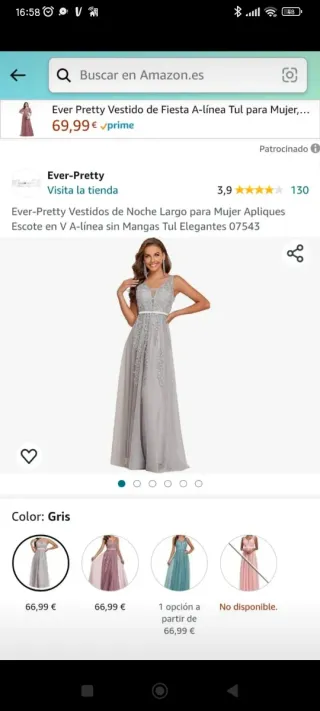 Vestido de fiesta plateado.Rebajadooo