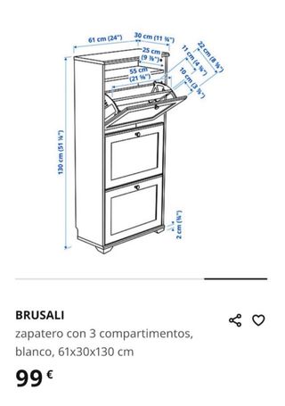Zapatero Ikea Brusali Blanco