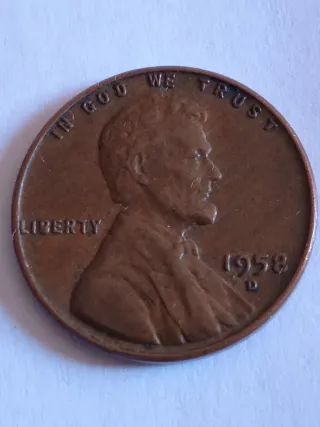 MONEDA 1 CENTAVO LINCOLN.1958D.EXCESO METAL EN B.