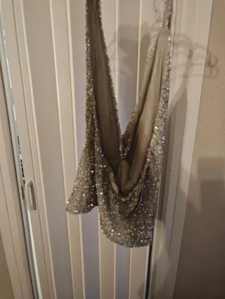 Top lentejuelas Zara plateado