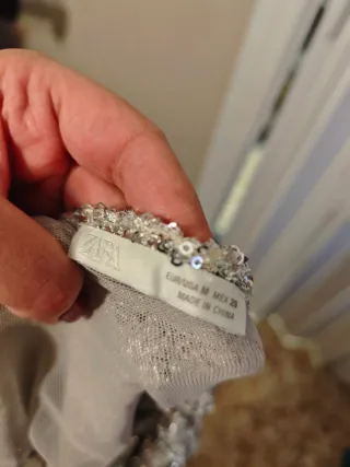 Top lentejuelas Zara plateado