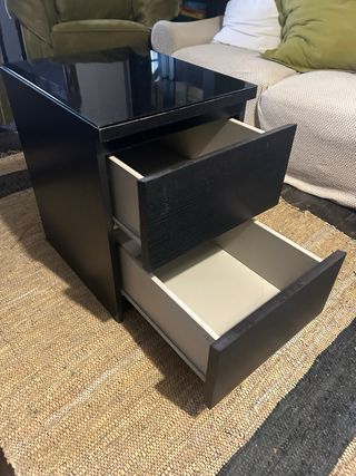 Cajonera Ikea Negra con Tapa Cristal