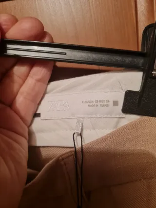 Pantalón Zara Mujer Beige Ancho