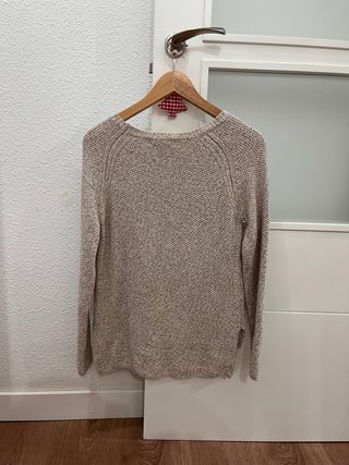 Jersey mujer punto beige y marrón