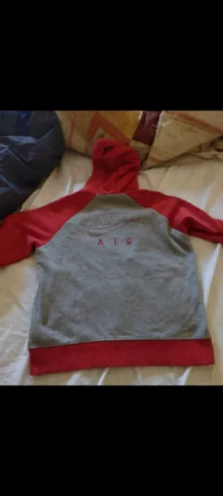 Felpa Nike Zip Grigio/Rosso Tg XS