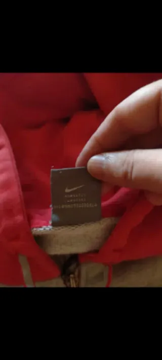 Felpa Nike Zip Grigio/Rosso Tg XS