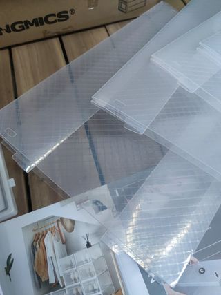 SONGMICS Cajas de Zapatos Plástico, Juego de 8 Organizadores de Almacenamiento, Caja Zapatero Plástico Plegable y Apilable para Zapatillas hasta Talla 44, Transparente y Blanco LSP08SWT