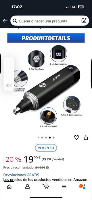 Kit Cortapelos Nariz y Orejas JEETIF 3 en 1