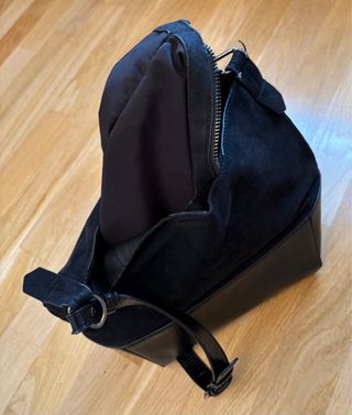 Bolso Hobo Negro Piel y Ante