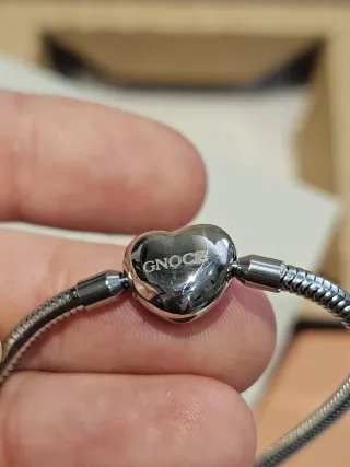 Pulsera Original Gnoce cierre Corazón Plata 19cm