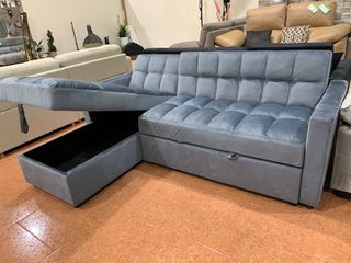 Sofá Cama Kris Gris y Negro + 2 Cojines