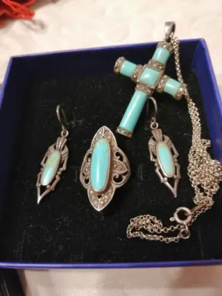 Conjunto Joyería Plata 925 y Turquesa
