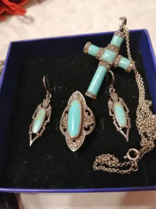 Conjunto Joyería Plata 925 y Turquesa